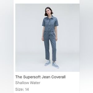 NWT Everlane The Supersoft Jean Coverall Size 14